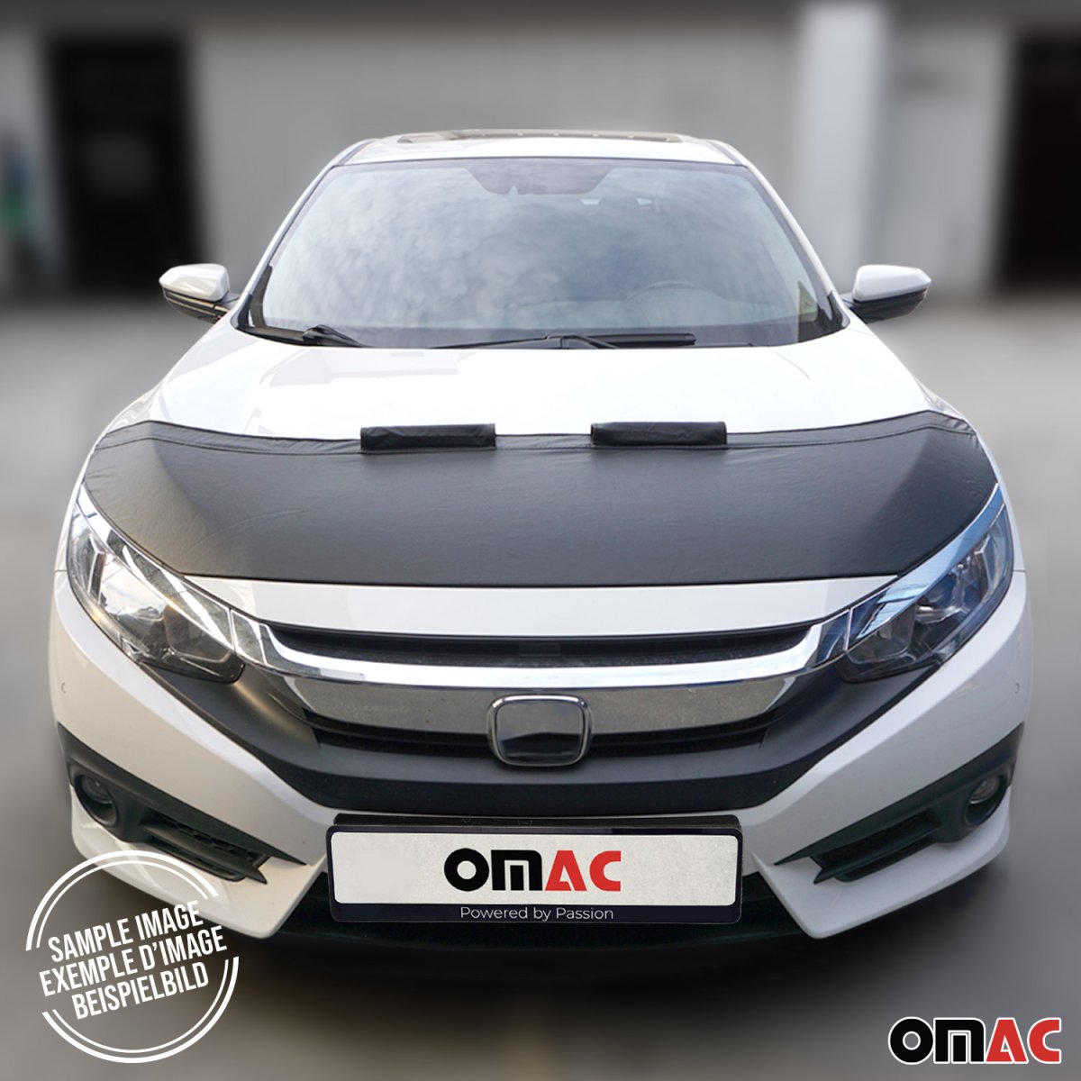 Chevrolet Sierra Bonnet Bra - Omac - Half Vinyl - Black - '14-'19